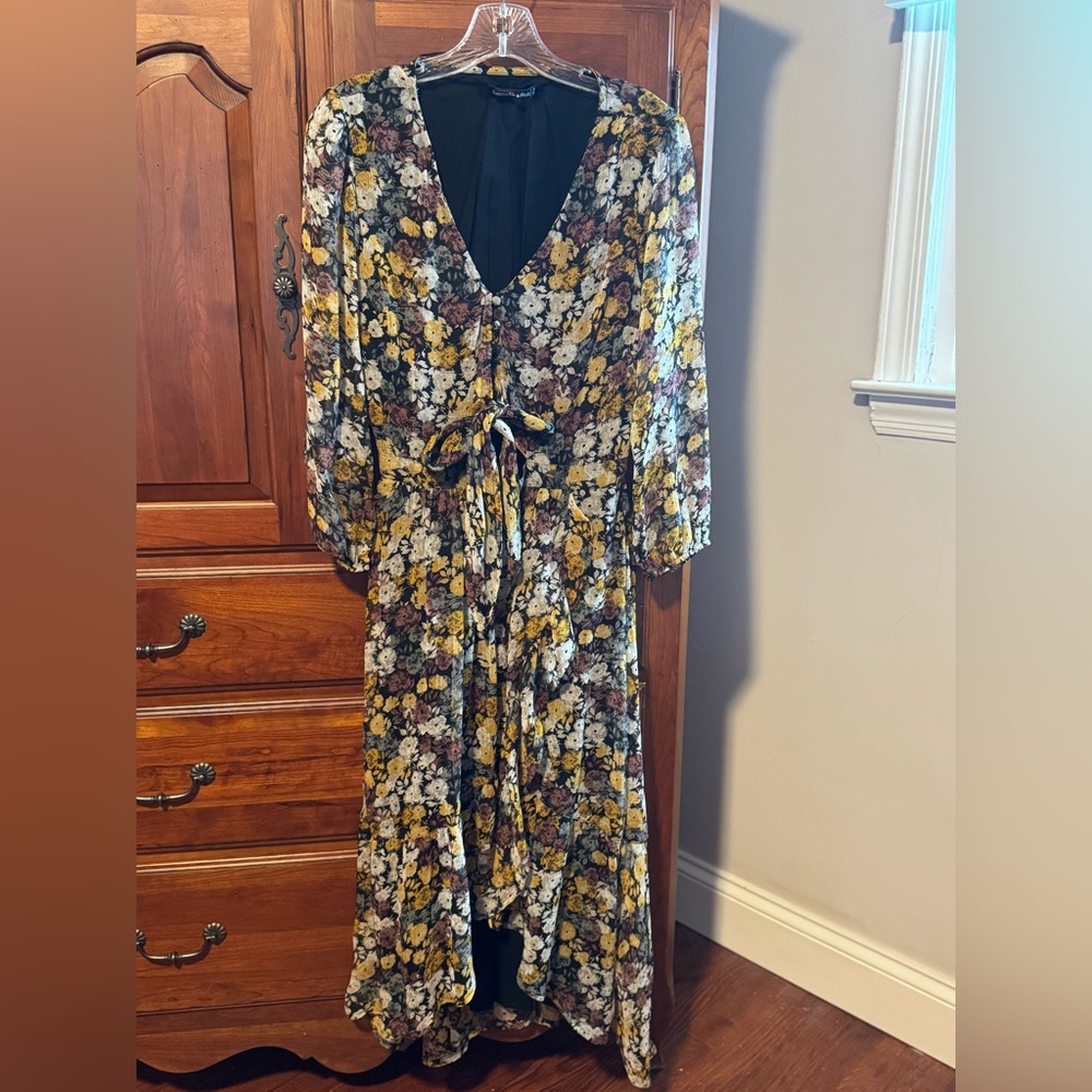 Abercrombie & Fitch Yellow Floral High Low Dress
